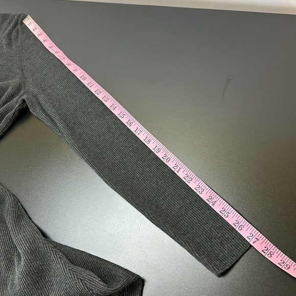 Banana Republic Gray V Neck Ribbed Sweater Midi Dress L Minimalist Classic - Picture 11 of 13